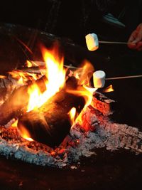 Close-up of bonfire at night