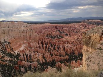 Scenic view of landscape against cloudy sky