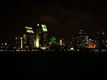 Illuminated cityscape at night