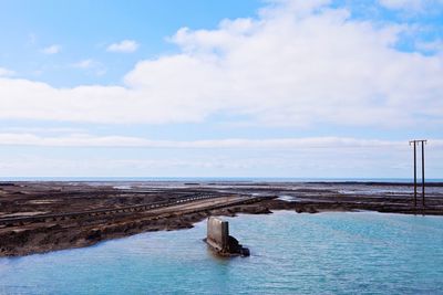 Scenic view of sea against cloudy sky