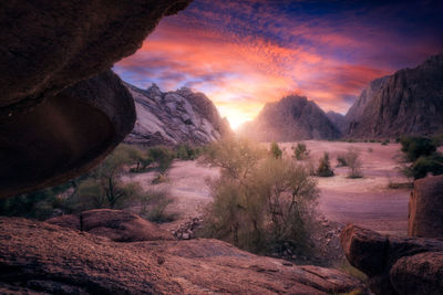 Rock formations at sunset