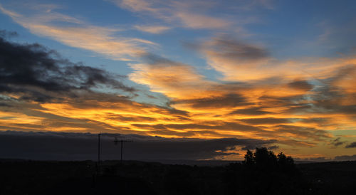 Scenic view of silhouette landscape against sky during sunset