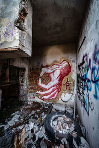 Graffiti on wall of abandoned building