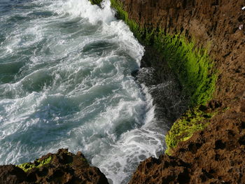 High angle view of sea waves