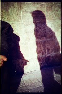 Shadow of people on tiled floor