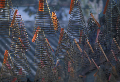 Full frame shot of spiral incenses