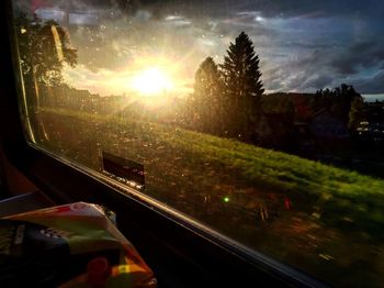 Sun shining through car window