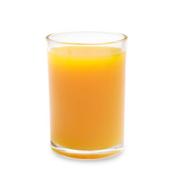 Close-up of orange juice against white background