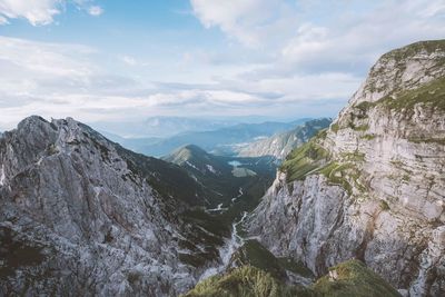 Panoramic view of mountains against sky