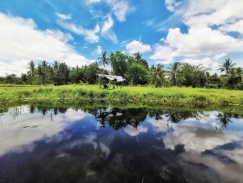 Scenic view of lake against sky