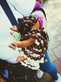 Close-up of hand holding ice cream