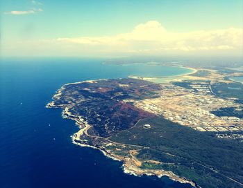 Aerial view of sea against sky