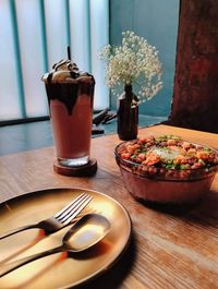 Close-up of drink in glass on table