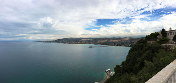 Scenic view of sea against cloudy sky