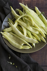 High angle view of vegetables in bowl on table