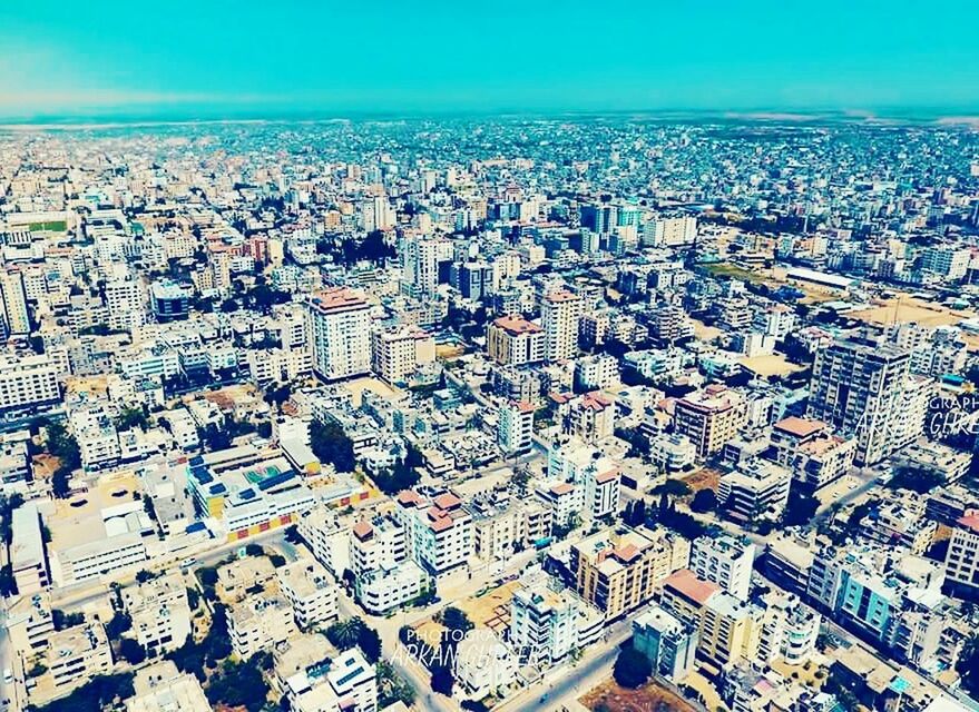 HIGH ANGLE VIEW OF SKYSCRAPERS