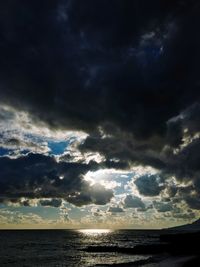 Scenic view of sea against dramatic sky