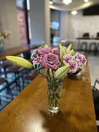 Close-up of flower vase on table