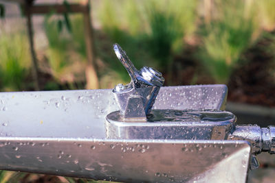 Close up of water fountain with water droplets