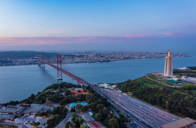 High angle view of bridge over river