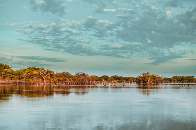 Scenic view of lake against sky