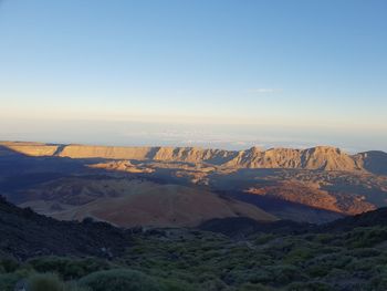 Scenic view of mountains against clear sky