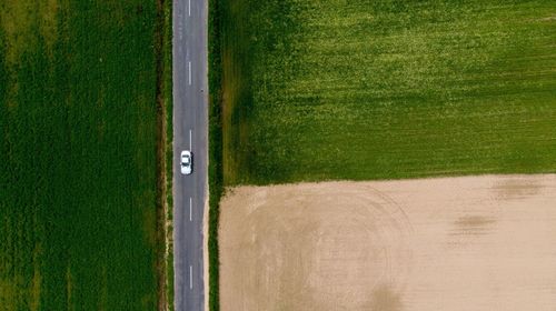 High angle view of field