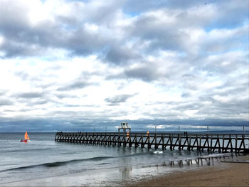 Pier over sea against sky