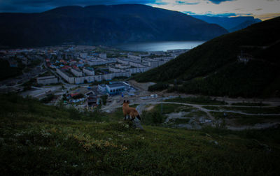 View of a town on mountain