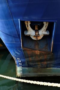 Close-up of sailboat in sea