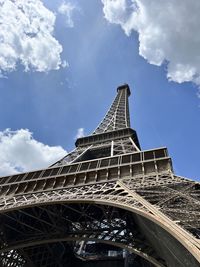 Low angle view of eiffel tower against sky