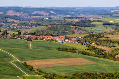 High angle view from the lemberg of duchroth at river nahe, rhineland-palatinate, germany