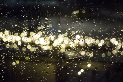Close-up of raindrops on window