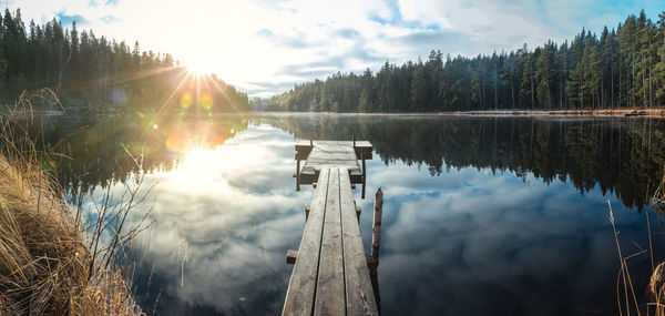 Scenic view of lake against sky