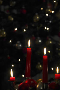 Close-up of burning candles