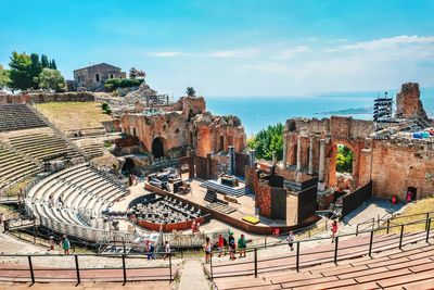 High angle view of historical building