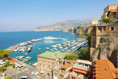 Amazing view of sorrento town on mediterranean sea, italy.