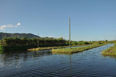 Scenic view of lake against sky