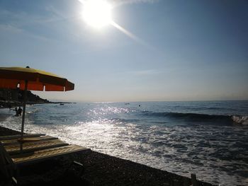 Scenic view of sea against sky on sunny day