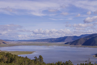 Scenic view of lake against sky