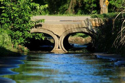 Reflection of bridge in water