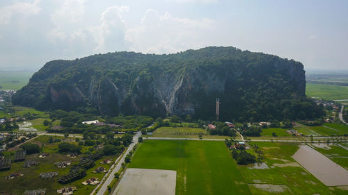 High angle view of landscape against sky