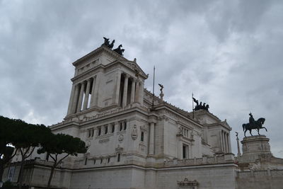 Low angle view of statue against sky