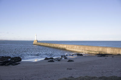 Scenic view of sea against clear sky