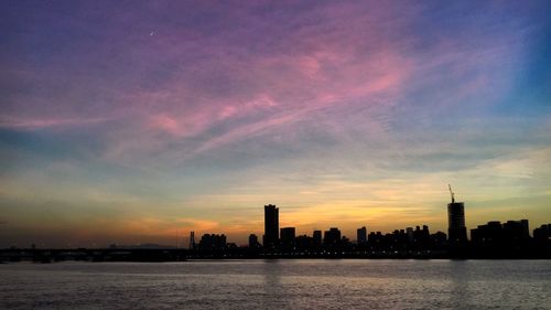 View of city at sunset