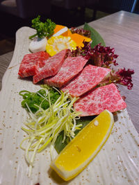 High angle view of meal served in plate