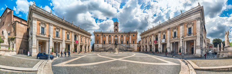 Panoramic view of piazza del campidoglio on the capitoline hill, city hall of rome, italy