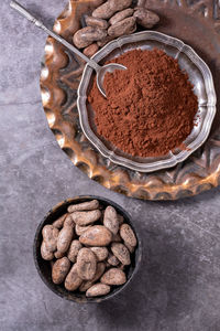 High angle view of food on table