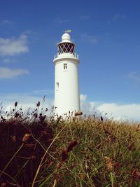 Low angle view of lighthouse against sky