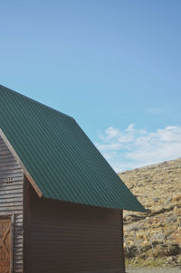 Low angle view of house roof against sky